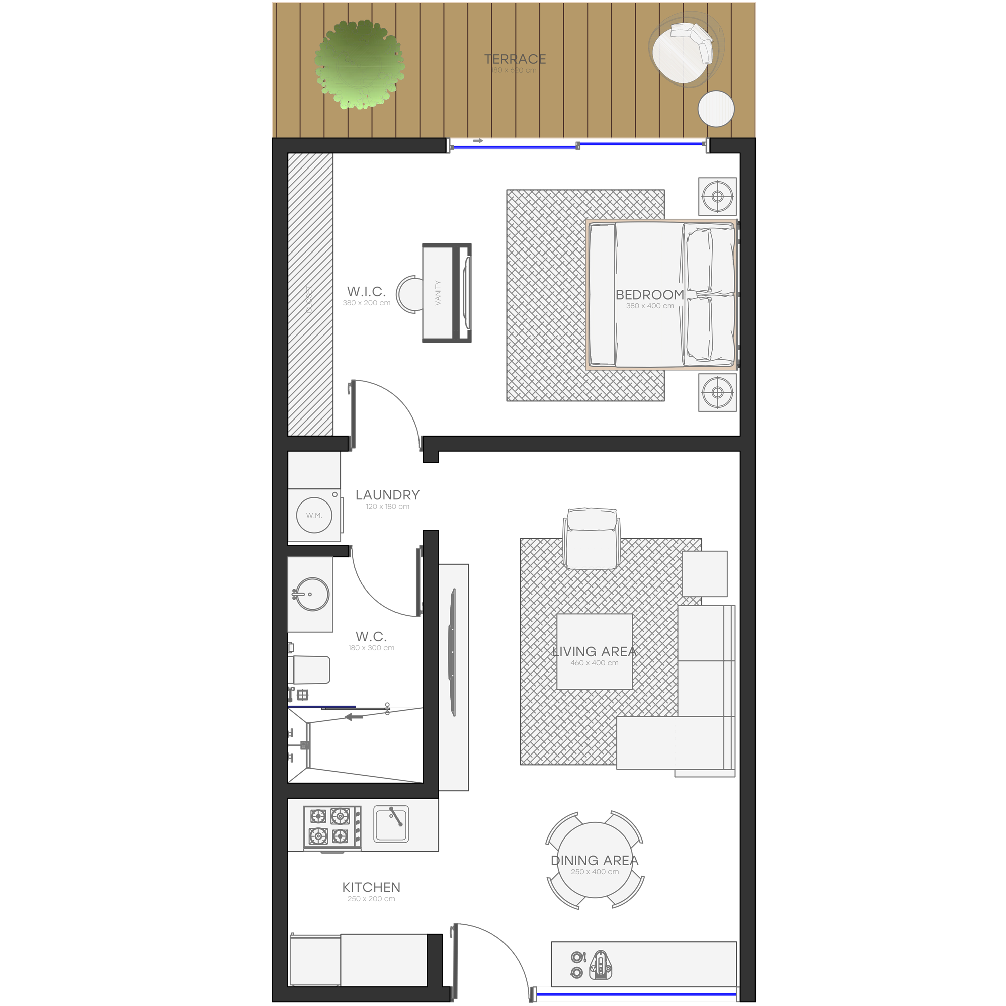 Semi-Furnished One Bedroom