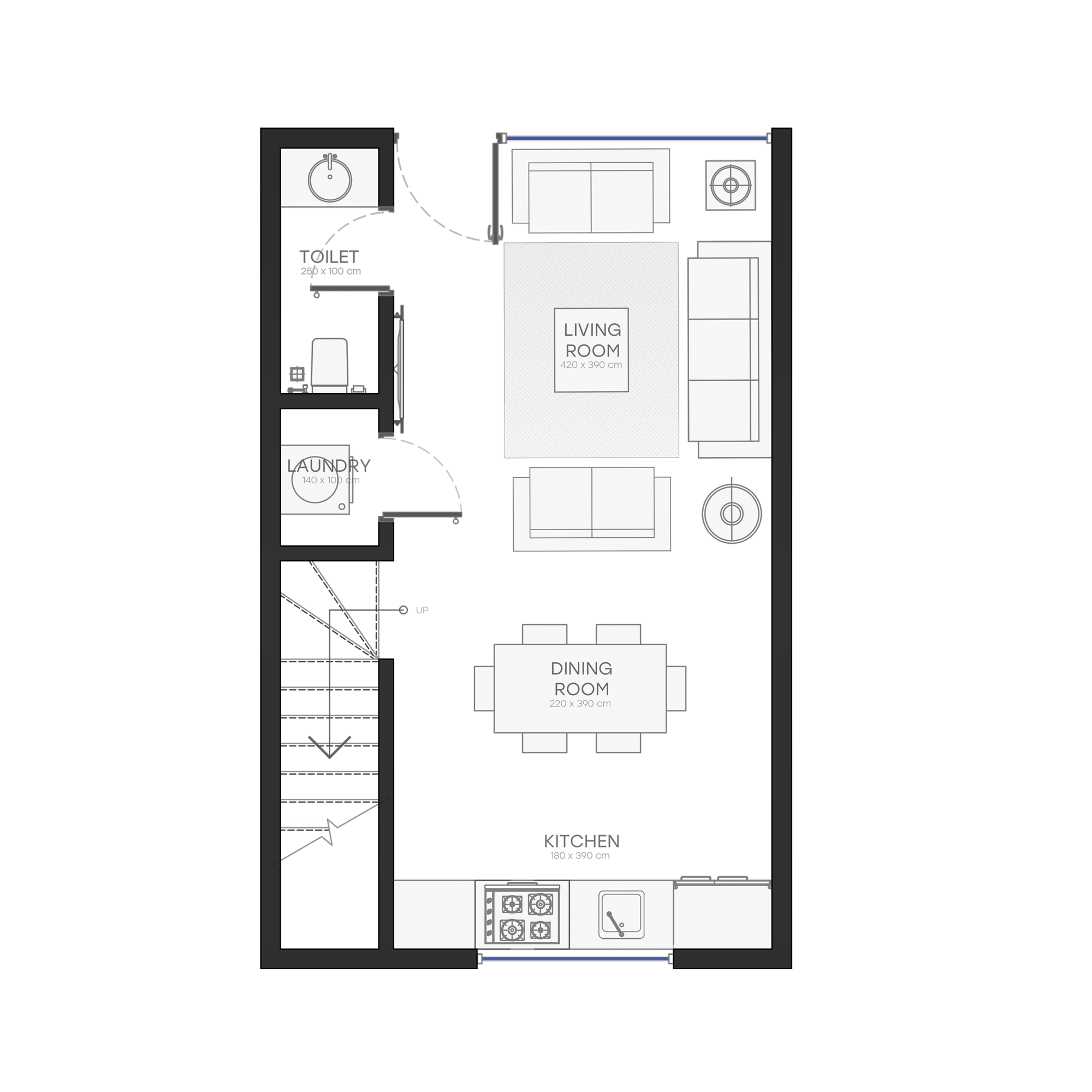 Fully Furnished - One Bedroom Townhouse